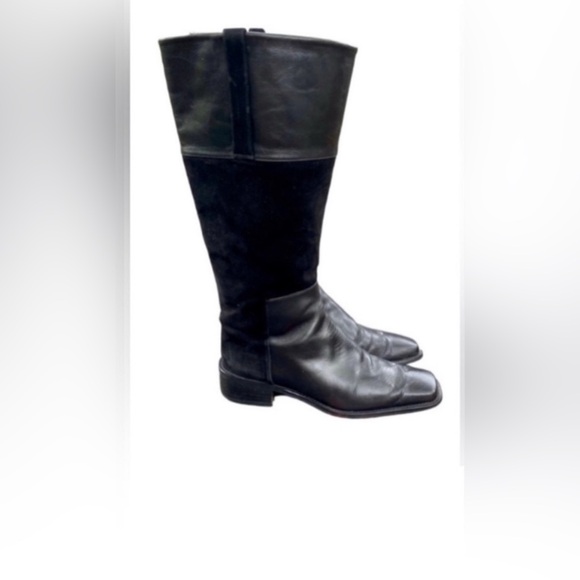 Stuart Weitzman Black Leather & Suede Riding Boots Size 6 - Picture 5 of 10